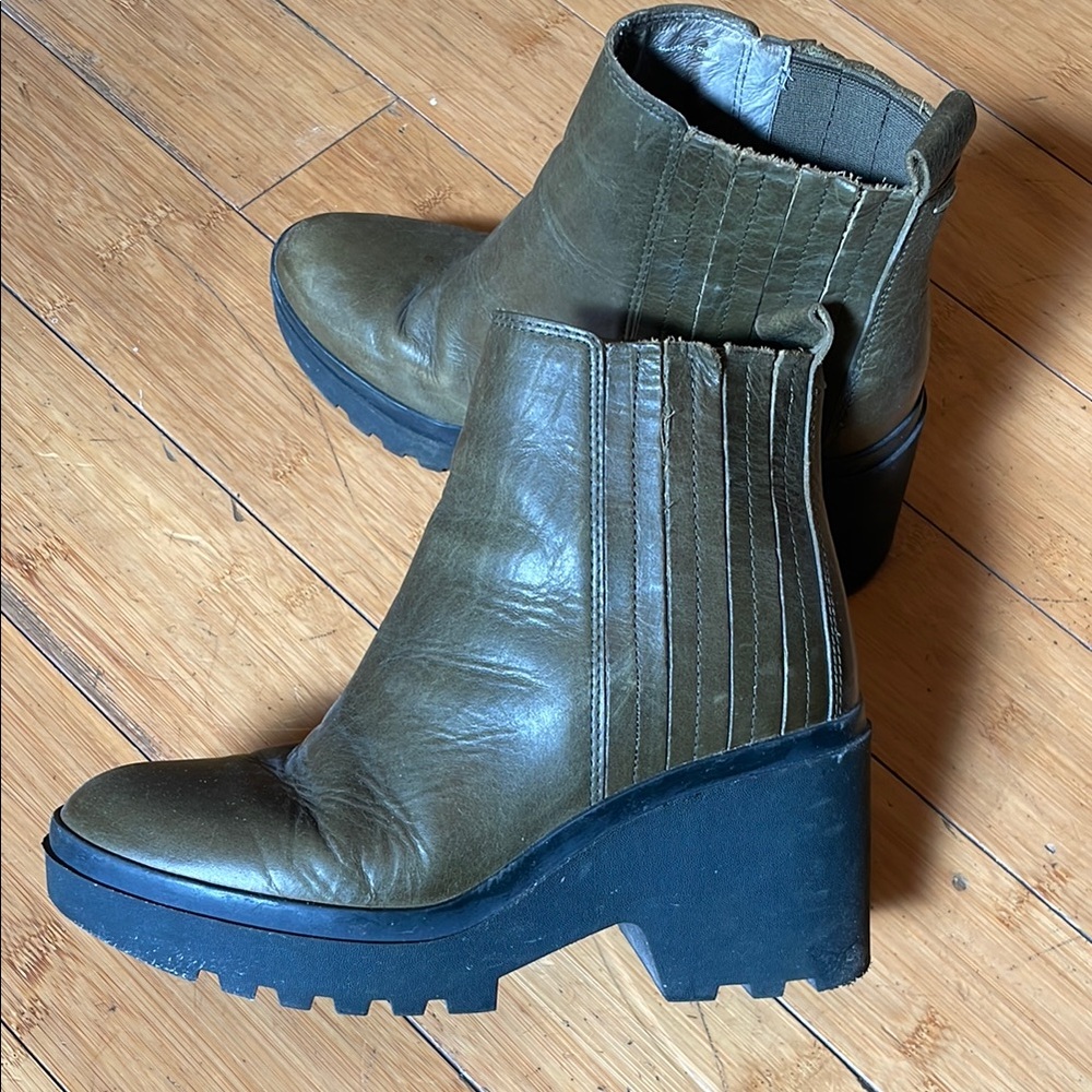 Olive Green Eileen Fisher Ankle Boots